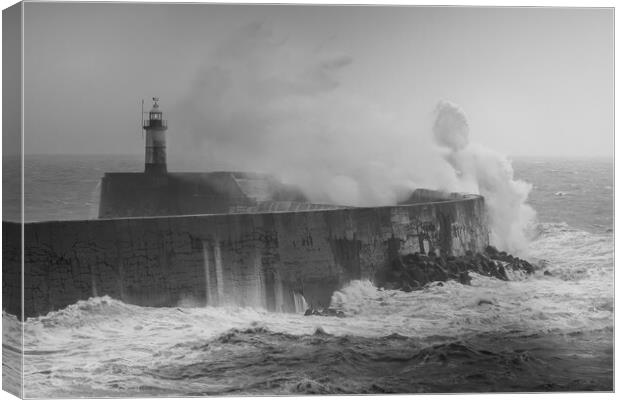 Storm breaks over Newhaven lighthouse  Canvas Print by Andy Dow