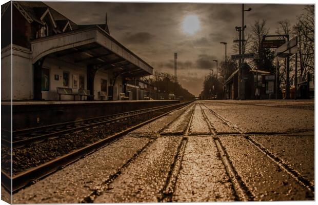 Morning sun over Crowthorne railway station Canvas Print by Andy Dow