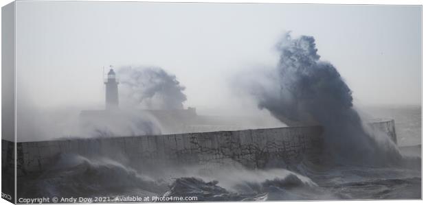 Wild storm at Newhaven Lighthouse Canvas Print by Andy Dow