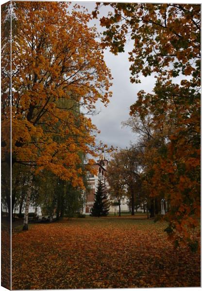 Autumn landscape - autumn in the Park, yellow leav Canvas Print by Karina Osipova