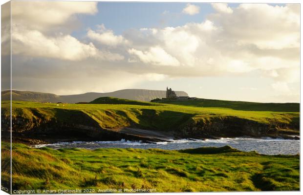 Scienic Irish castle and landscape Canvas Print by Ainars Djatlevskis
