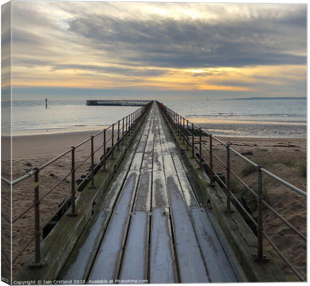 A pier heading out to sea Canvas Print by Iain Cridland