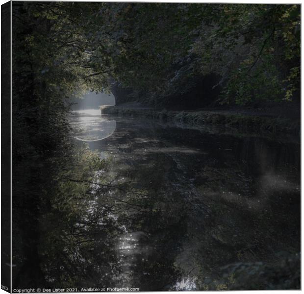 Tree reflections in Adlington canal Chorley  Canvas Print by Dee Lister