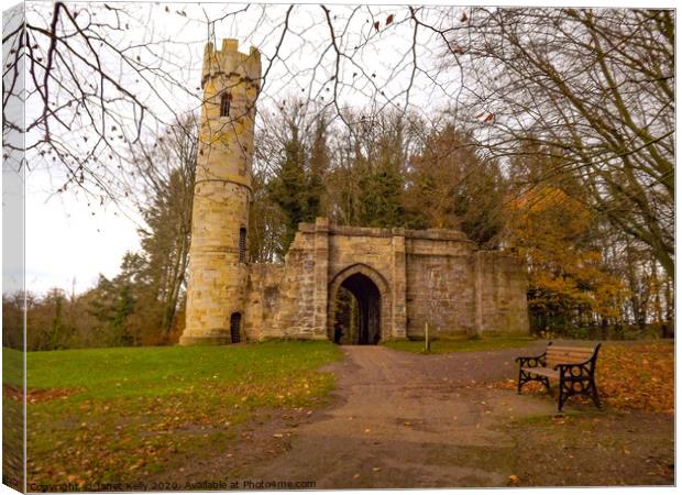 Historic castle in Hardwick Park Canvas Print by Janet Kelly