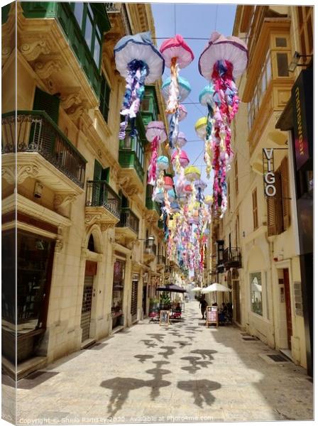 Street Decorations Valletta Canvas Print by Sheila Ramsey