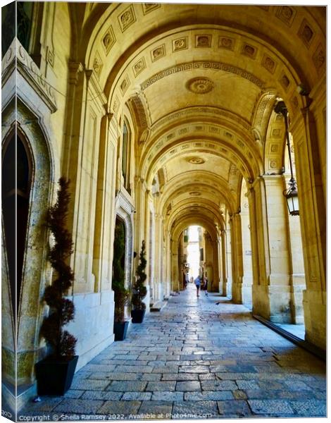 Arched walkway Valletta Canvas Print by Sheila Ramsey