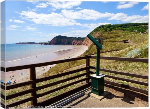 Viewpoint Over Sidmouth Beach Canvas Print by Sheila Ramsey
