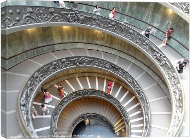 The Spiral Staircase Vatican Museum Rome Canvas Print by Sheila Ramsey