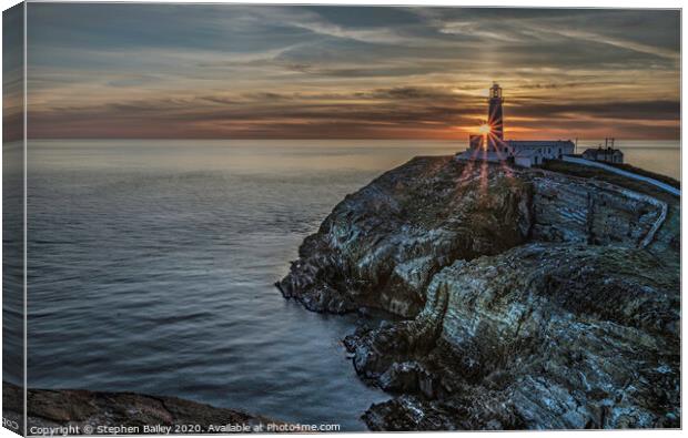 South Stack Lighthouse Sunset Canvas Print by Stephen Bailey