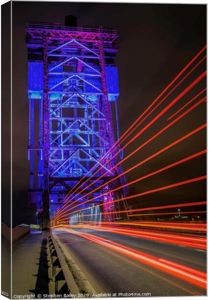 Newport Bridge Light Streaks Canvas Print by Stephen Bailey