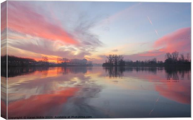 Sunrise on the River Tarn in Moissac in South West Canvas Print by Karen Noble