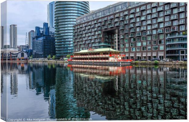 Architecture reflections, Canary Wharf, London Canvas Print by Rika Hodgson