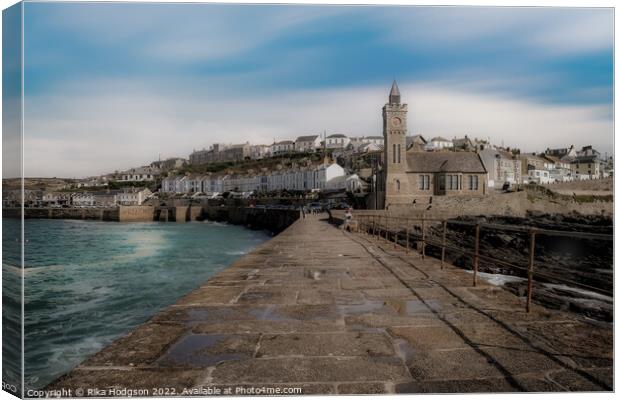 Porthleven Harbour wall, Cornwall, South West, England Canvas Print by Rika Hodgson