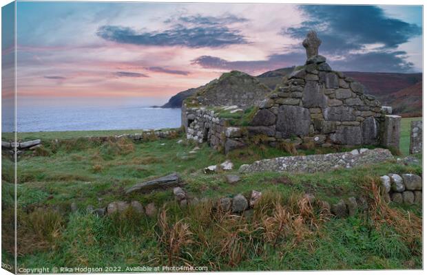 Dilapidated buildings, Cape Cornwall, Cornwall, UK Canvas Print by Rika Hodgson