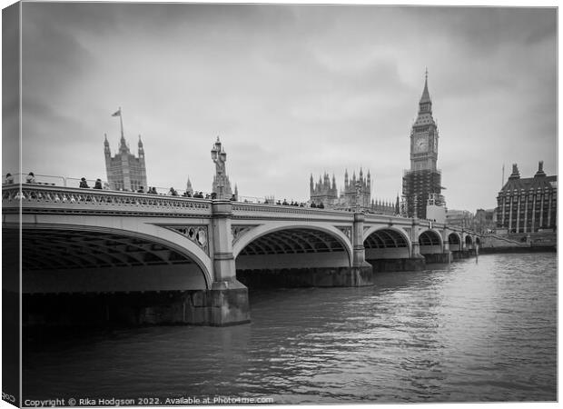 Houses of Parliament in Black & White, London Canvas Print by Rika Hodgson