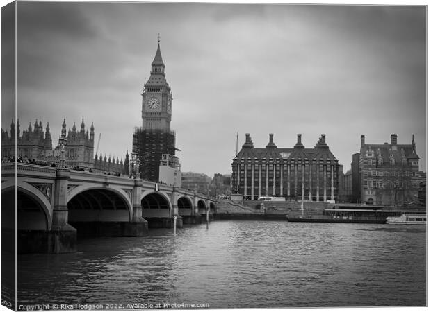Big Ben, Black & White, London, UK Canvas Print by Rika Hodgson