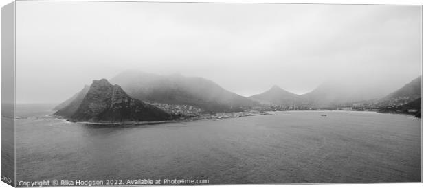 Black & White, rain over Hout Bay, South Africa Canvas Print by Rika Hodgson