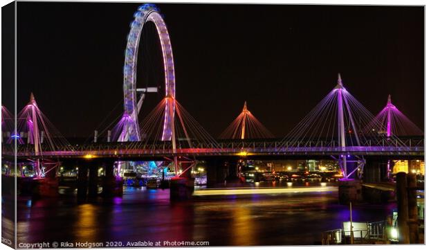 London Eye and Golden Jubilee Bridges, London Canvas Print by Rika Hodgson