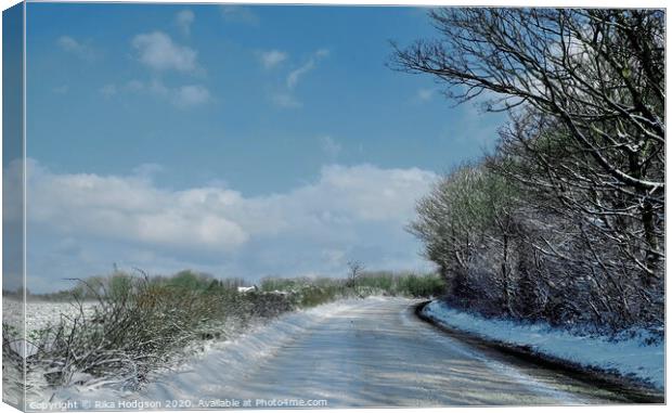 Winters day, Horsedowns Road, Cornwall Canvas Print by Rika Hodgson