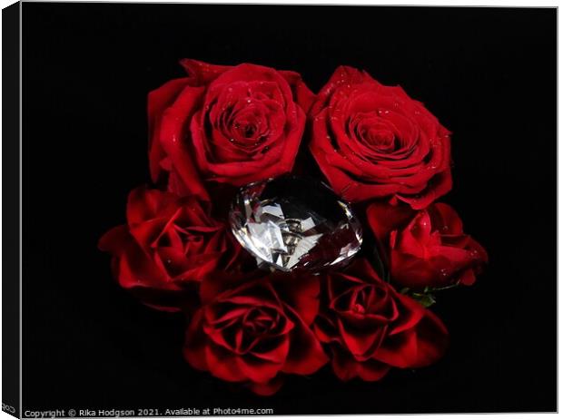 Red Roses and Diamonds  Canvas Print by Rika Hodgson