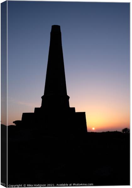 Spring Sunset, Basset Monument Silhouette, Carn Br Canvas Print by Rika Hodgson