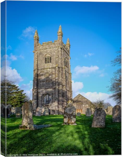 Parish Church Landscape, Stithians, Cornwall, England Canvas Print by Rika Hodgson