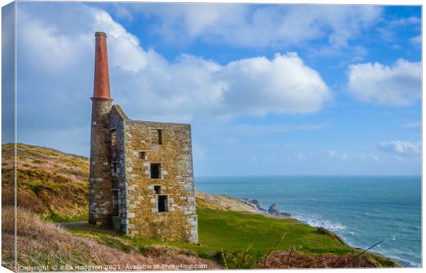 Wheal Prosper Engine House, Cornish coastline, Cor Canvas Print by Rika Hodgson