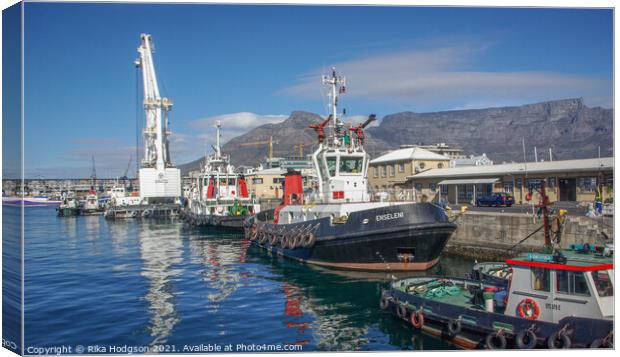 Boats in Cape Town Harbour, South Africa Canvas Print by Rika Hodgson