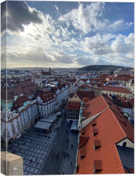 Beautiful Prague Rooftops Canvas Print by David Bennett