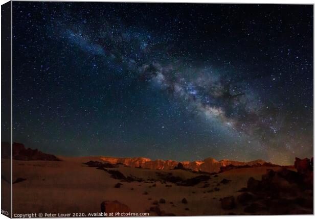 Milky Way shining down on Teide National Park Canvas Print by Peter Louer