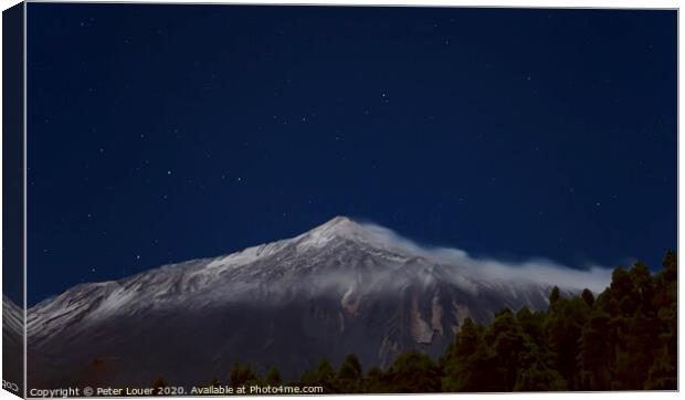 Mount Teide Under a Full Moon Canvas Print by Peter Louer