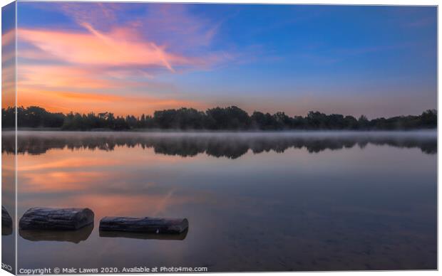 Sunrise over Frensham little pond  Canvas Print by Malc Lawes