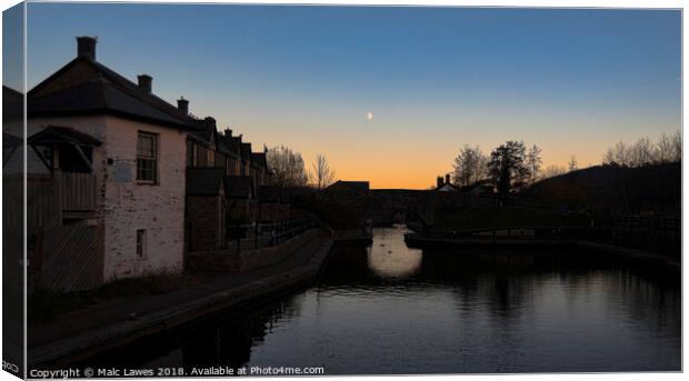 Sunset on the Brecon Canal  Canvas Print by Malc Lawes