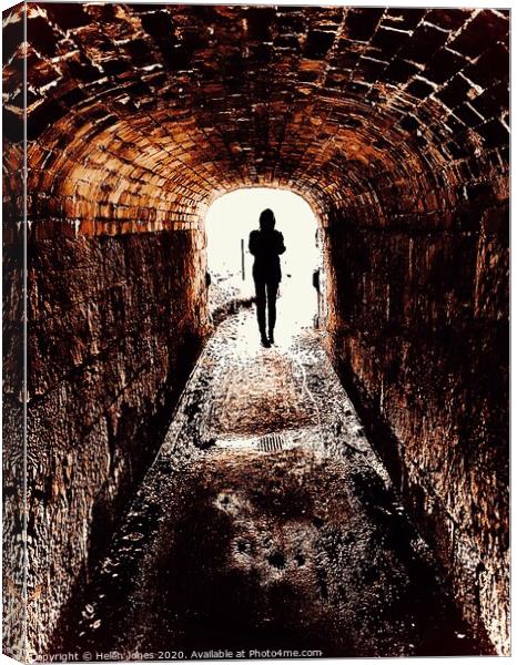 Silhouette at the end of the tunnel Canvas Print by Helen Jones