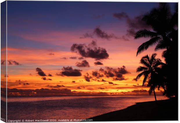 Sunset from Moana Sands in Rarotonga Canvas Print by Robert MacDowall