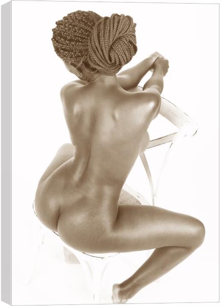 Sitting nude from above - in sepia Canvas Print by Robert MacDowall