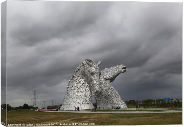 Cloudscape with Kelpies, Falkirk  Canvas Print by Robert MacDowall