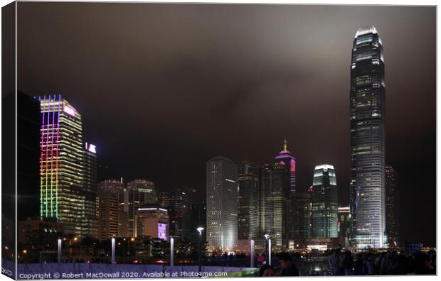 Hong Kong Island skyline at night Canvas Print by Robert MacDowall