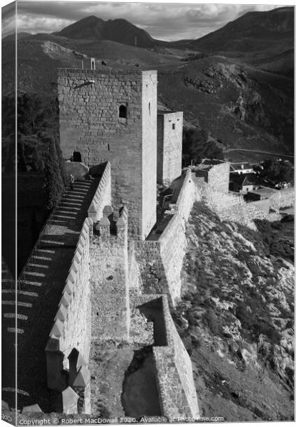 On the walls of the Alcazabar de Antequera, Malaga - in monochrome Canvas Print by Robert MacDowall