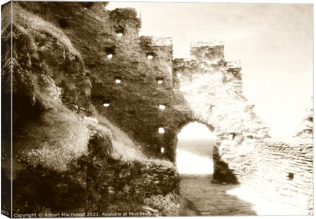 Tintagel Castle, Cornwall in infra-red Canvas Print by Robert MacDowall