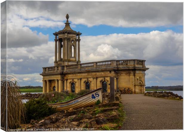 Normanton Church - Rutland Water Canvas Print by Janet Carmichael