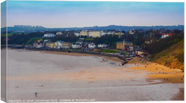 Beautiful Filey Beach and Seafront Canvas Print by Janet Carmichael