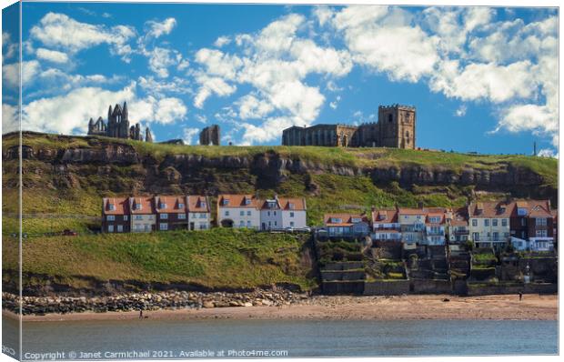 Whitby East Cliff Canvas Print by Janet Carmichael