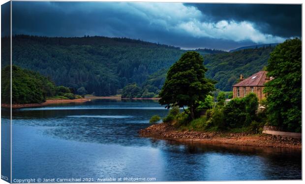 Stormy Skies over Ladybower Reservoir Canvas Print by Janet Carmichael