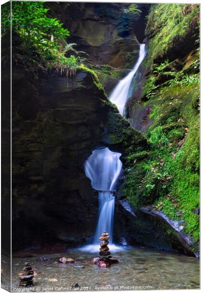 Serene St Nectan Waterfall Canvas Print by Janet Carmichael