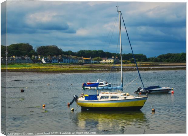 Yachts in Garlieston Harbour Canvas Print by Janet Carmichael