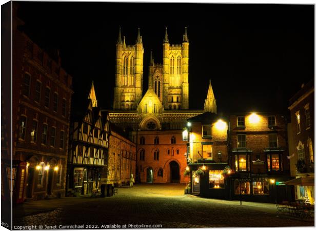 Lincoln Cathedral at Night Canvas Print by Janet Carmichael