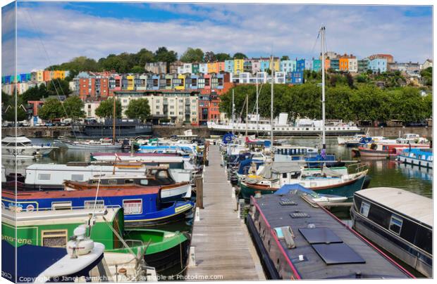 The Colourful Bustle of Bristol Marina Canvas Print by Janet Carmichael