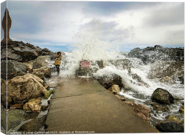 Caught by the Wave! Canvas Print by Janet Carmichael