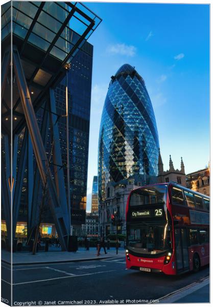 Dazzling London Nightscape Canvas Print by Janet Carmichael